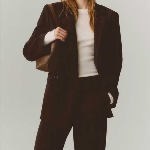 H&M Dark Brown Double-Breasted Women's Blazer - Picture 2 of 5